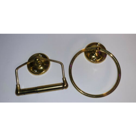 2 Vintage Modern Brass Wall Mount Toilet Tissue Paper Holder & Towel Holder - Picture 2 of 7
